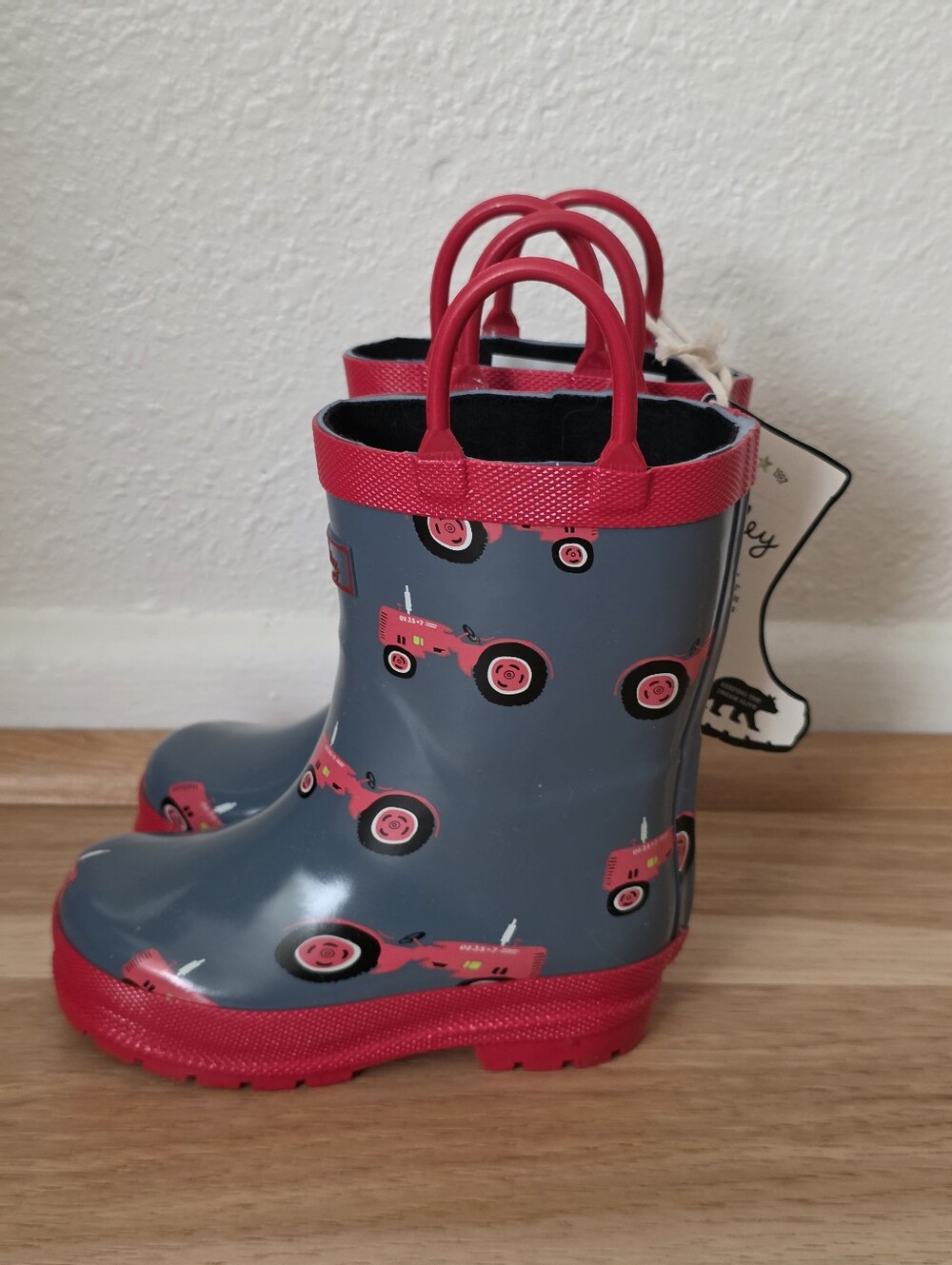 Hatley Kids Blue Rain Boots with Red Accents Size 6